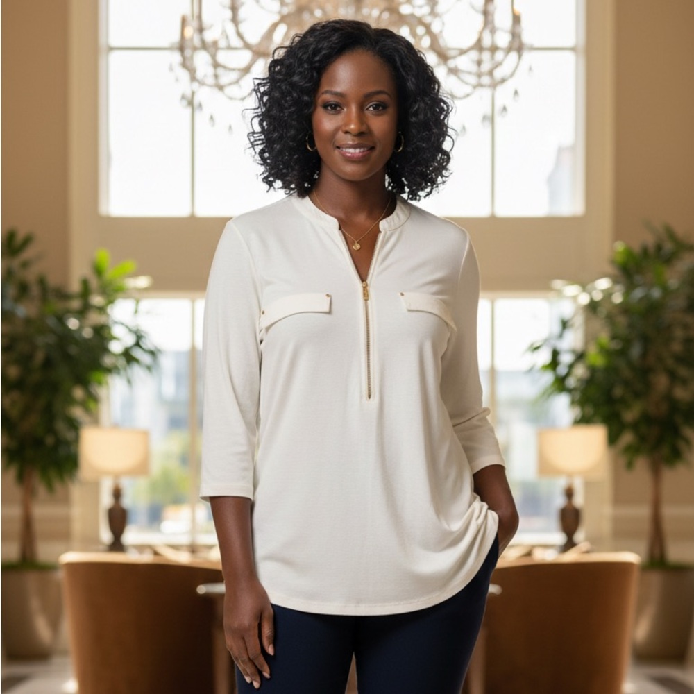 Calvin Klein Cream Long Sleeve Top